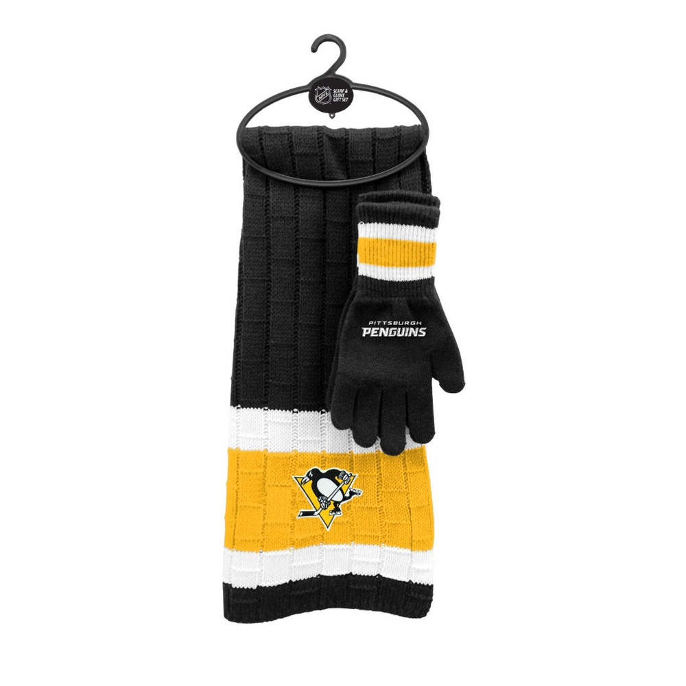 PITTSBURGH PENGUINS KNIT SCARF AND GLOVES SET NEW
